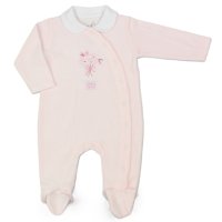 M15970: Baby Girls Embroidered Velour All In One (0-9 Months)